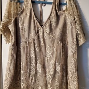 NWT Maurices Beige Cold Shoulder Top. Size 2